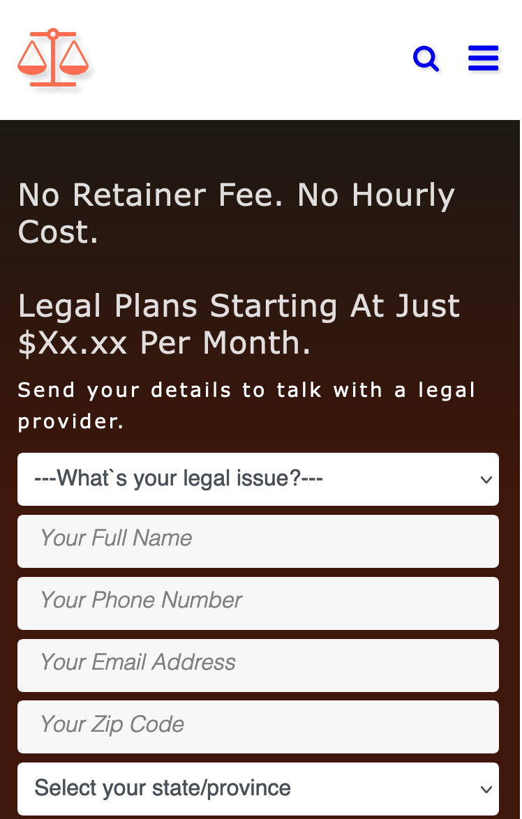 Legal plan capture page